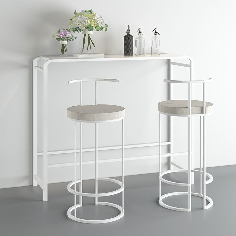 Contemporary Upholstered Counter Stool Bar-height Bar Stool with Metal Base