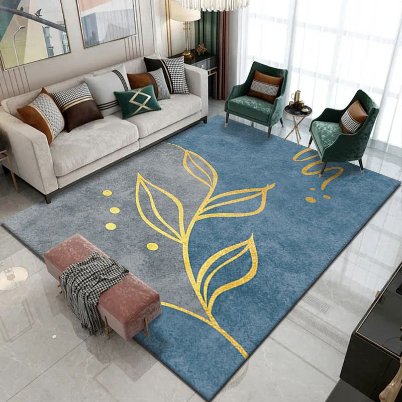 Orange Nordic Rug Polyester Modern Area Rug Non-Slip Backing Rug for Home Decor