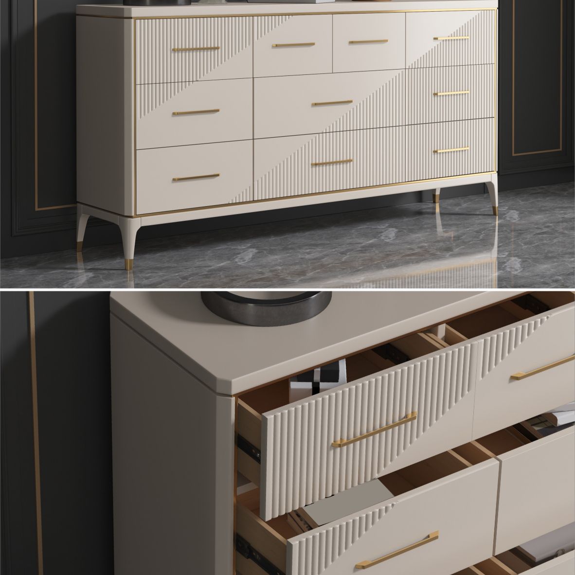 Classic Glam Storage Chest 3/5/6/10 Drawers Double Dresser , 15.6 Inch Width