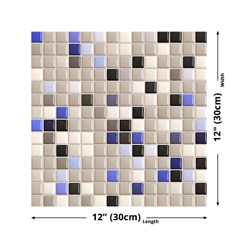 Mosaics Effect Peel off Wallpaper Panel Set PVC Contemporary Wall Art for Washroom