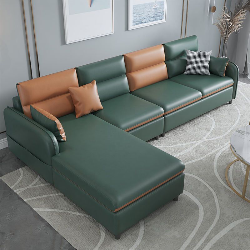 Multicolor Choice Imitation Leather Sofa Bed Embedded Armrest with Pillow Back Sofa