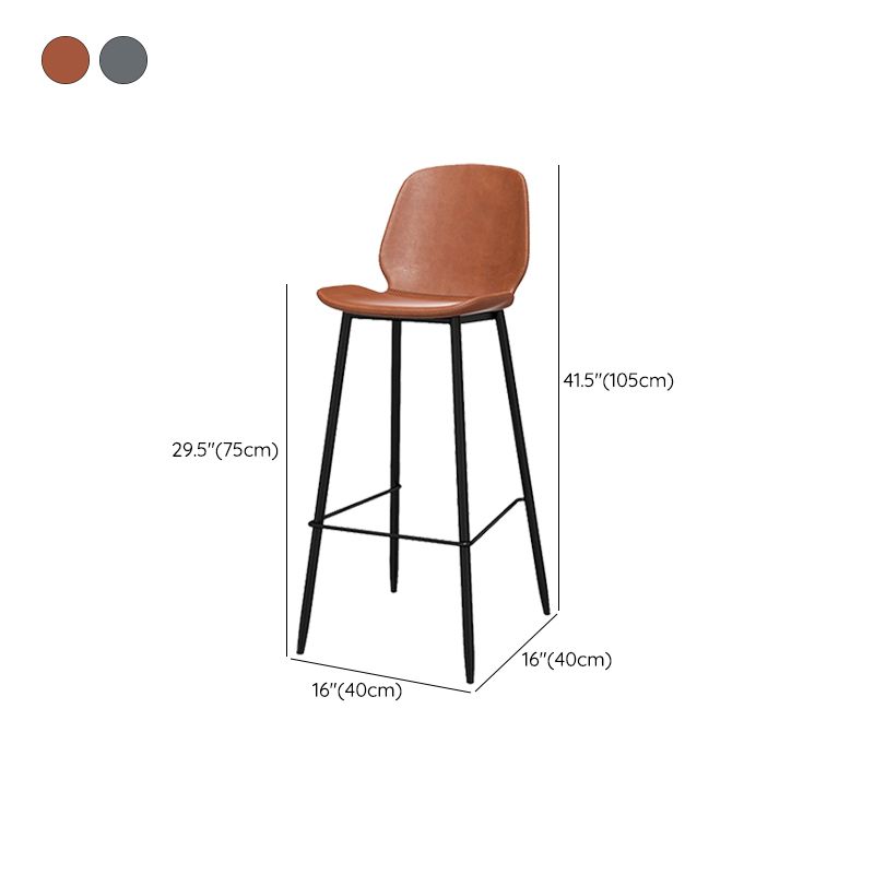 Metal Low Back Dining Stools Contemporary Armless Bar Stools with Footrest
