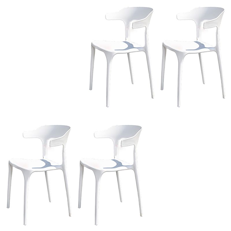 White Plastic Dining Side Chair Stacking Outdoor Bistro Chairs