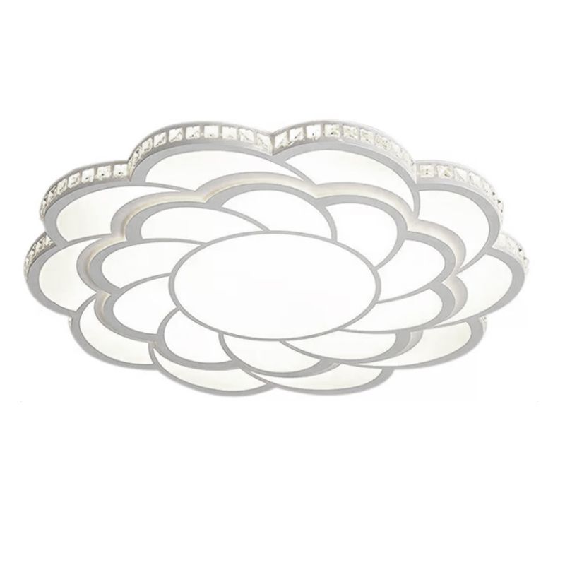31.5"/39" Wide Blossom Large Flush Mount Fixture Modern LED Crystal Accent Flush Mount Lamp in Warm/White Light