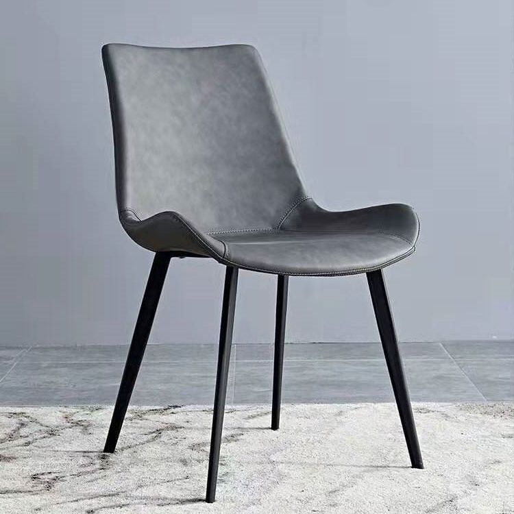 Faux Leather and Metal Side Chair Set Upholstered Side Dining Chairs