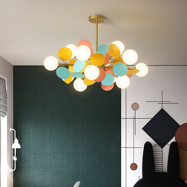 Moderne stijl bol plafond hanglamp multi -lichten melkglas kroonluchter verlichting