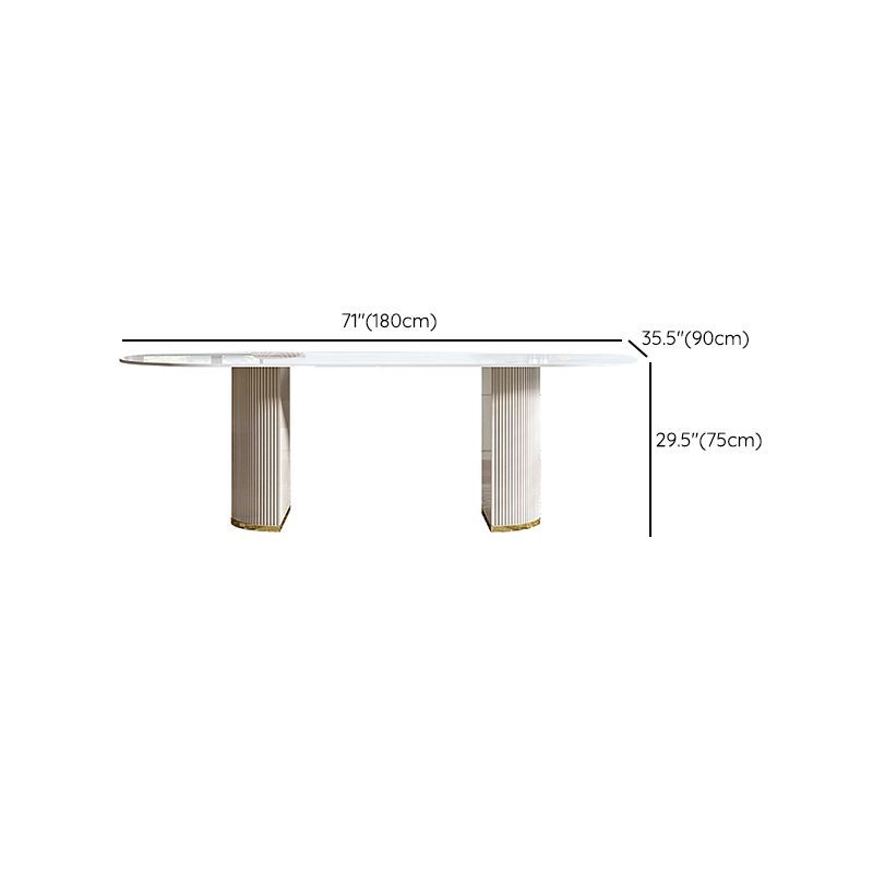Luxury Oval Dining Table Stone Dining Table with Double Pedestal