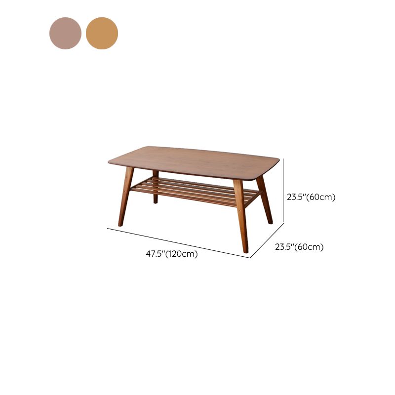 Rectangular Wood Coffee Table Contemporary 4 Legs Cocktail Table