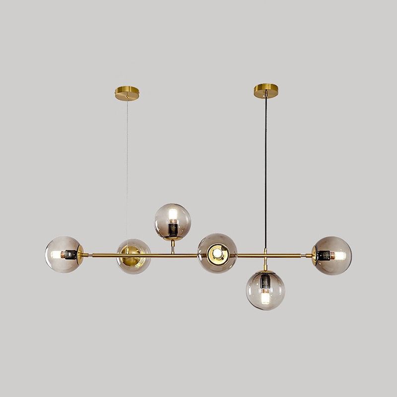 Globe Island Lighting in Modern Luxury Style Glass 6-Light Island Light