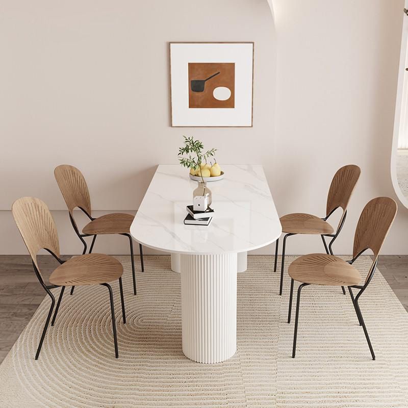Modern Dining Table Sintered Stone Table with Wood Legs for Home Use
