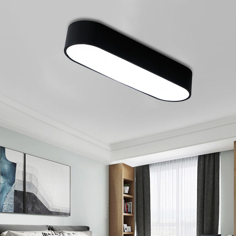 Lámpara de techo empotrada con caja de borde liso, LED de metal moderno, 23,5 "/ 35,5" de ancho, luz de techo empotrada blanca/negra para dormitorio en luz blanca/cálida