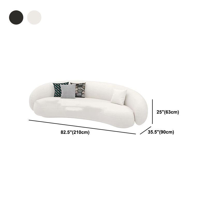 Modern White/grey Wool Curved Sofa Tight Back Stationary Sectional