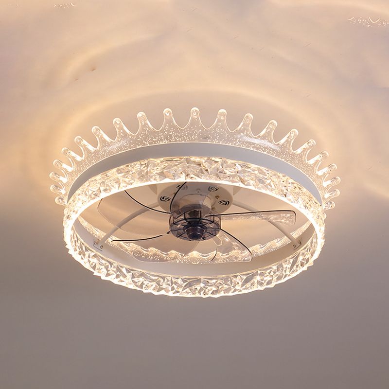 Minimalist LED Ceiling Fan Light Circular Semi Flush Ceiling Light with Acrylic Shade
