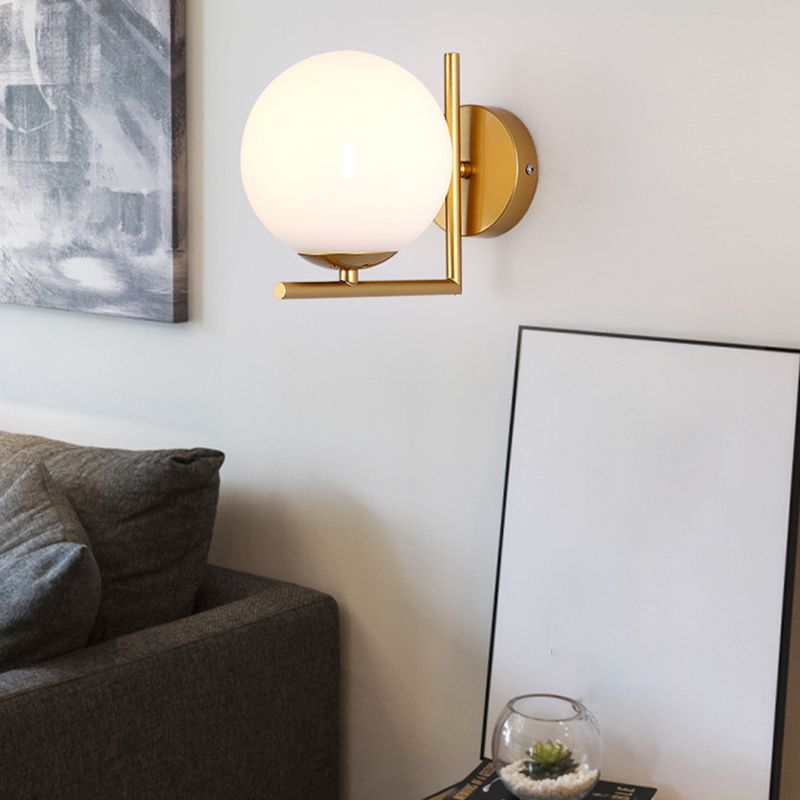 Glass Globe Wall Sconce in Modern Concise Style Wrought Iron Wall Lamp for Interior Spaces