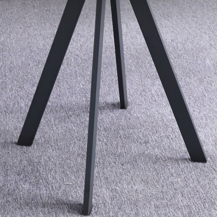 Round Sintered Stone Two-Color Dining Table Simplicity 4 Legs Table for Dining Room
