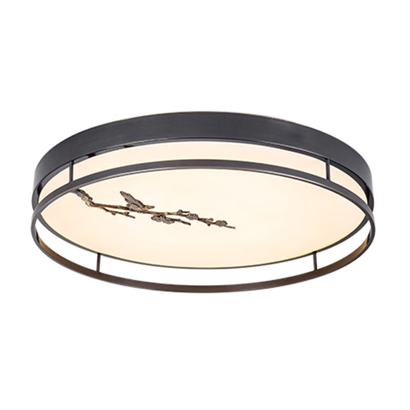 Lámpara empotrada de forma redonda Lámpara de techo empotrada de metal moderno con 1 luz en negro