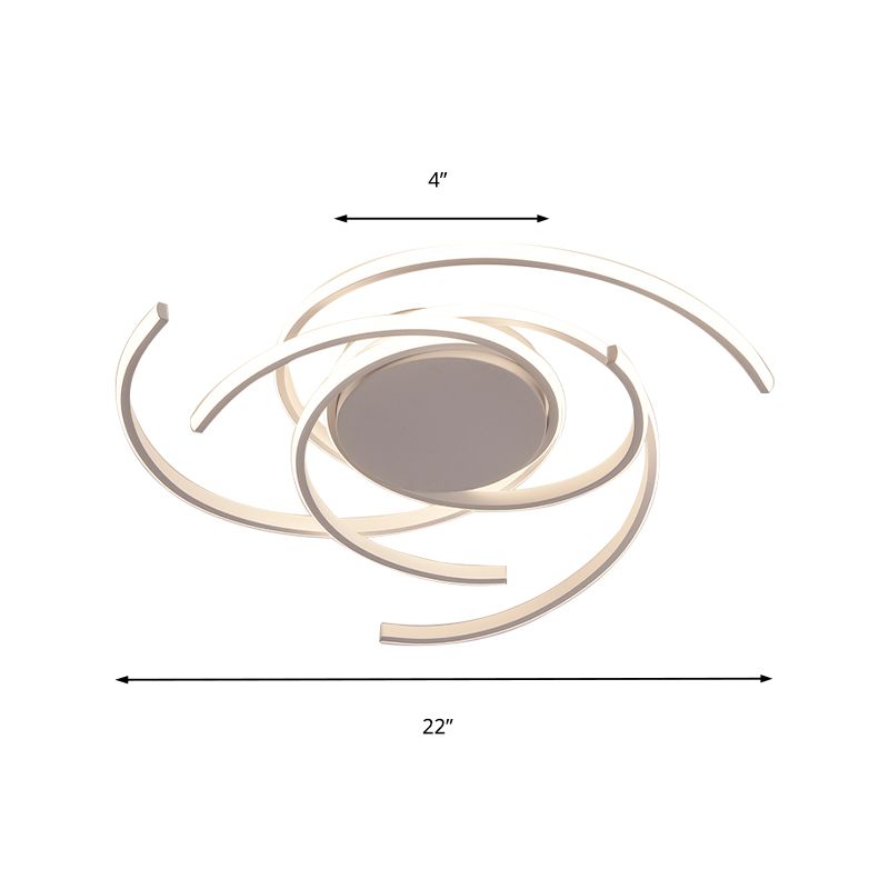 22"/29.5" Wide Twisted Flush Mount Light Contemporary Acrylic Led White/Black Flush Mount Ceiling Lamp in White/Warm Light