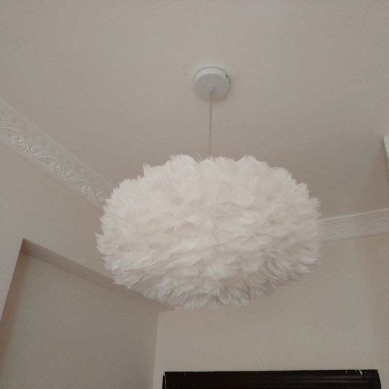 Feder Rose Blossom Anhänger hell modernistisch 1-Lichtgrau/Aprikose/rosa Decke Hanglampe über Tisch, 18 "/21,5" Breite