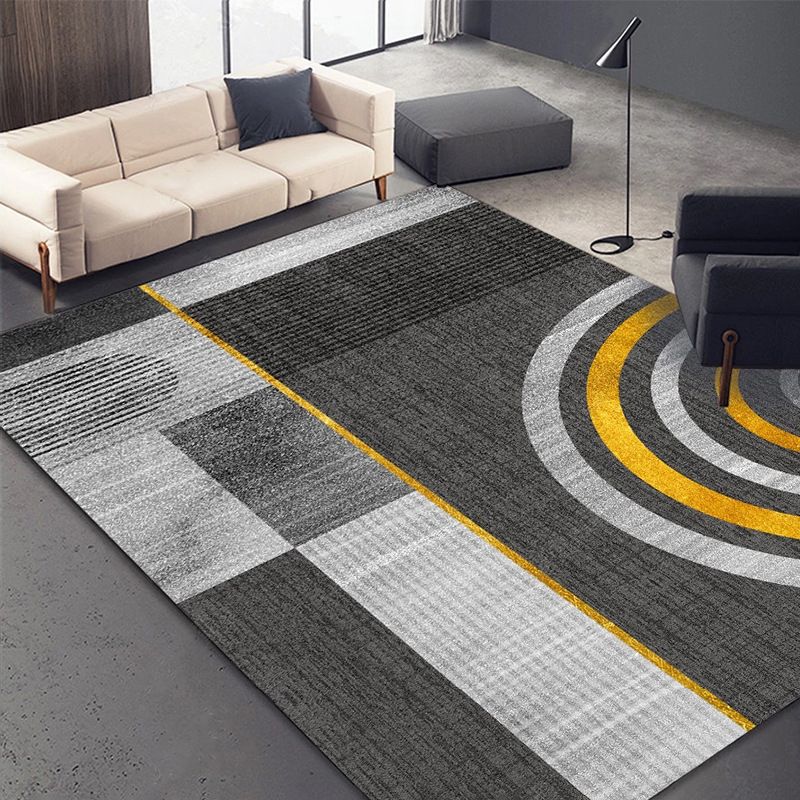 Modern Area Carpet Contrast Panel Polyester Area Rug Stain Resistant Area Carpet for Living Room