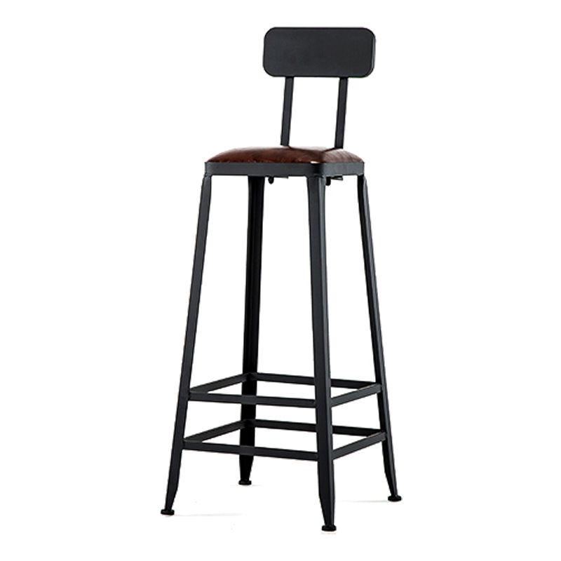 Industrial Footrest Armless Barstool Leather Stackable Coffee Shop Stool
