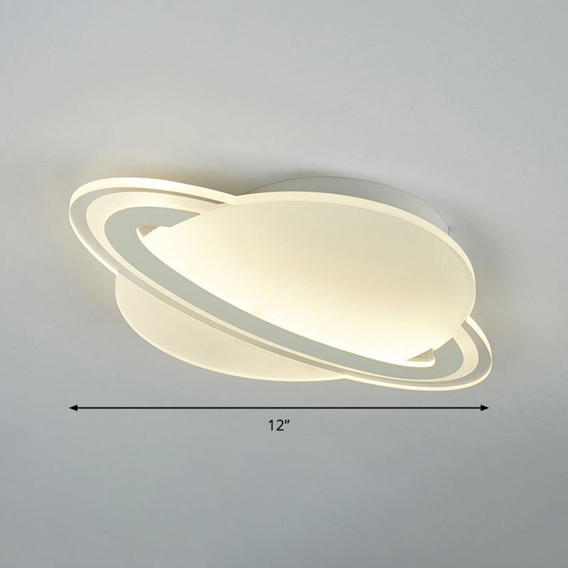 Kids Planet Shaped Flush Mount Acrylic Bedroom LED Ceiling Mounted Light in White