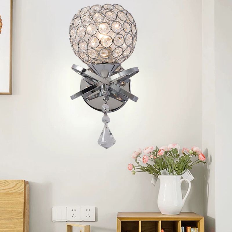 Lámpara de pared de globo lámpara de luz moderna montada en la pared con sombra de cristal transparente