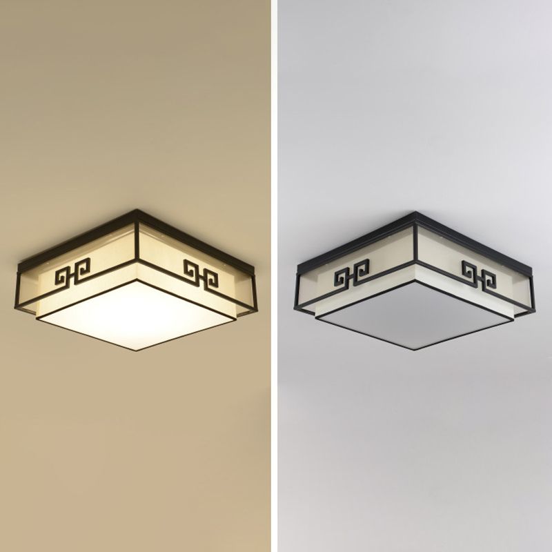 Modern Style Flush Mount Fabric Ceiling Light in Black for Bedroom