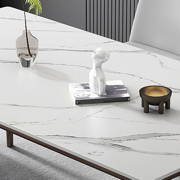 Industrial Rectangle Shape Dining Table Sintered Stone Fixed Desk for Home