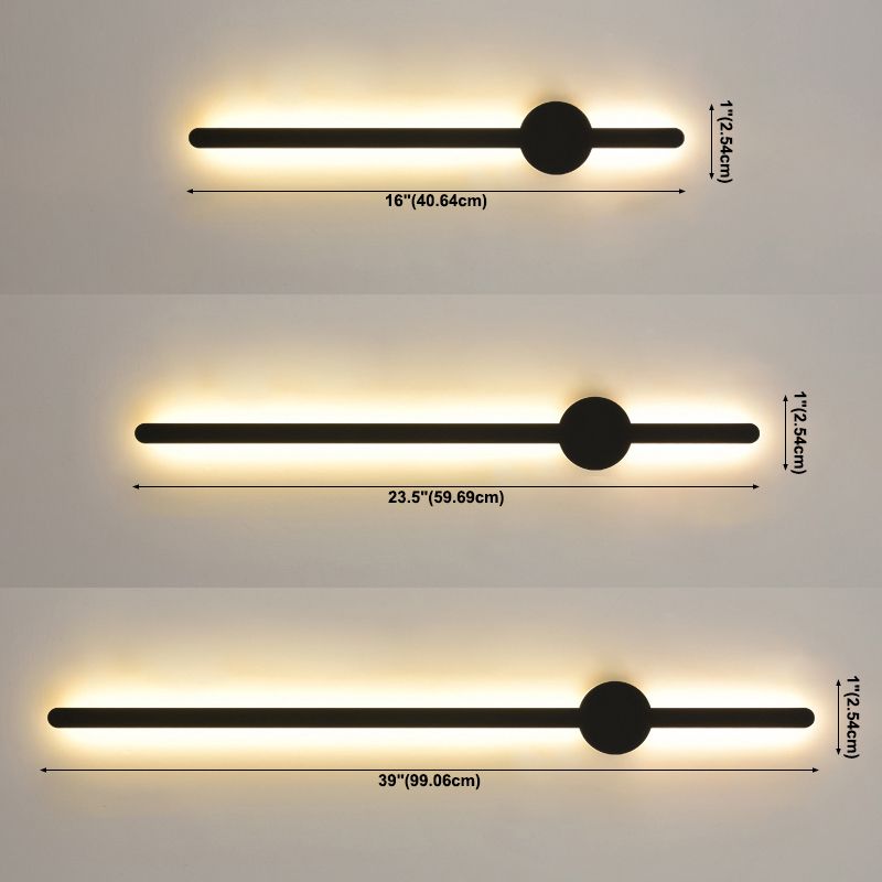 Forme linéaire Mur en métal Gamique de style moderne Lumière de mur de lumière unique en noir