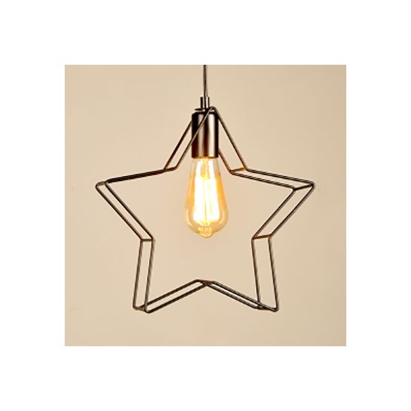 1 Light Star Ceiling Hanging Light Minimalist Black/Bronze Metal Wire Pendant Lighting for Living Room