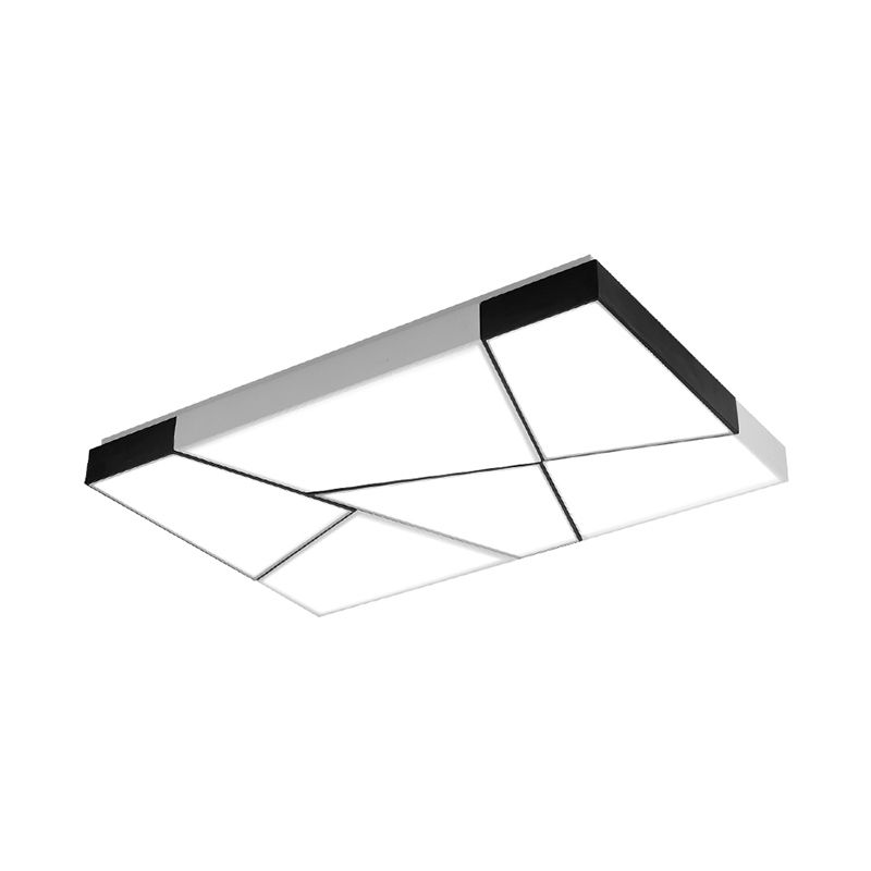Minimalist Splicing Ceiling Lamp Acrylic Living Room LED Flush Mounted Light in Black-White
