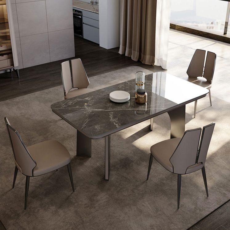 Glam Style Side Chair Leather Metal Base Dining Chair for Dining Room