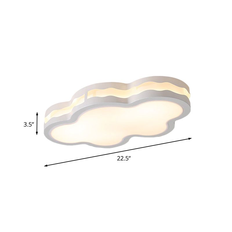 White Cloud Flush Mount Lighting Contemporary LED Iron Close to Ceiling Lamp in Warm/White Light for Children Bedroom, 26"/22.5" W