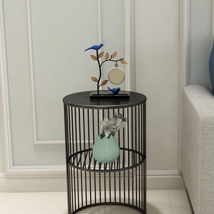 21.65" Tall Contemporary Style Side End Table Metal Frame Round Sofa Side Accent Table