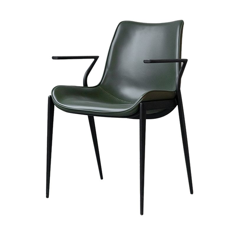 Industrial Style Arm Chair Faux Leather Dining Arm Chair for Living Room