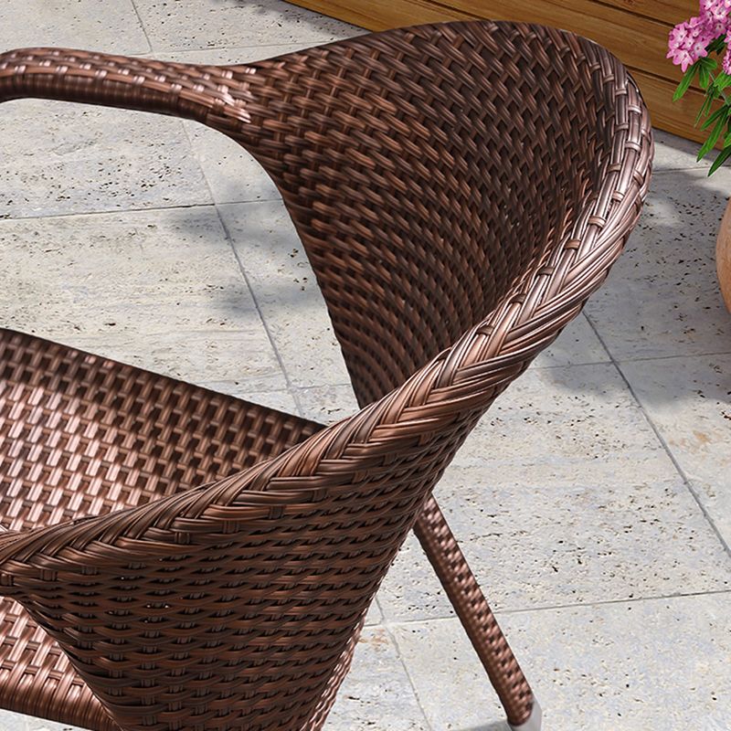 Tropical Brown Patio Arm Chair with Arm Rattan Dining Armchair