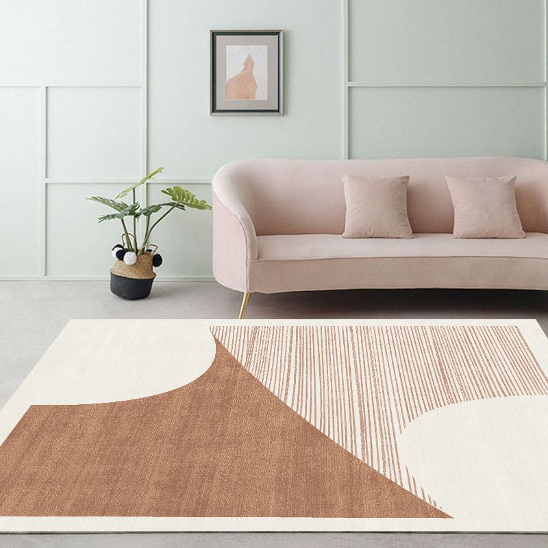 Nordic Rug Beige Polyester Carpet Stain Resistant Rug for Living Room