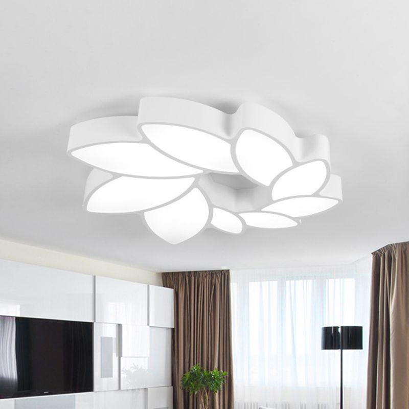 White Wreath Shaped Flush Mount Minimalism LED Acrylic Ceiling Lighting in Warm/White/3 Color Light for Living Room