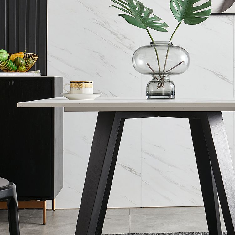 Sintered Stone Dining Table Industrial Double Pedestal Table for Dining Room