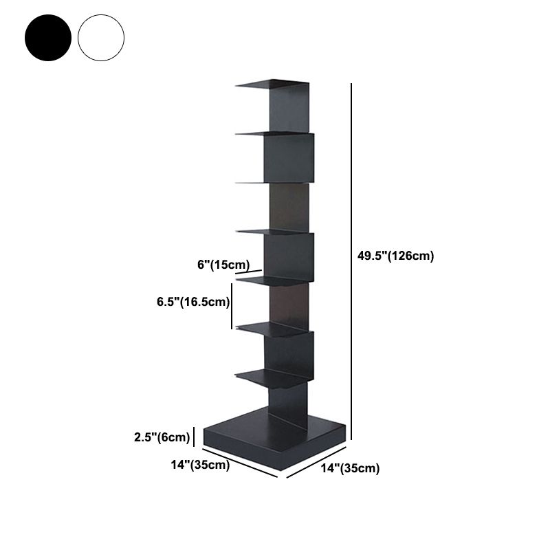 13.8" Wide Corner Shelf Bookcase Modern Metal Bookcase Multi Tiers Closed Back