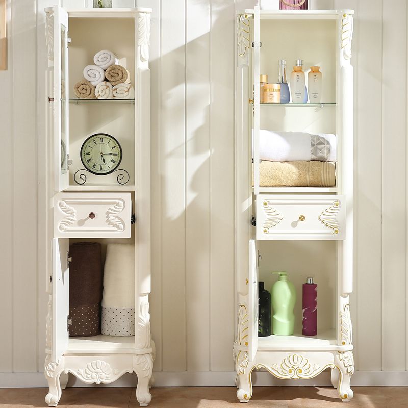 Modern Standard Accent Cabinet White Solid Wood Cabinet with Doors