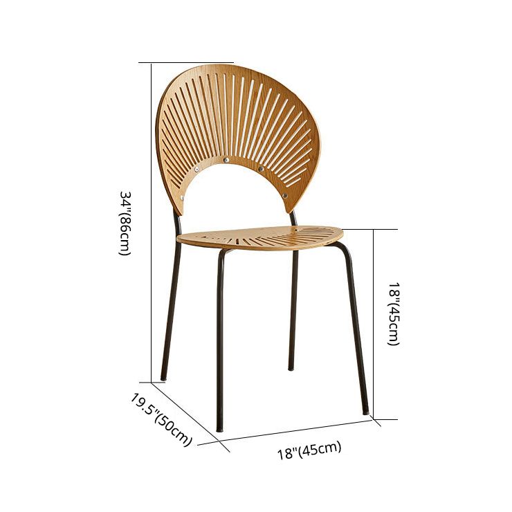 Juego de sillas de comedor de metal Silla lateral ovalada con respaldo abierto de estilo contemporáneo