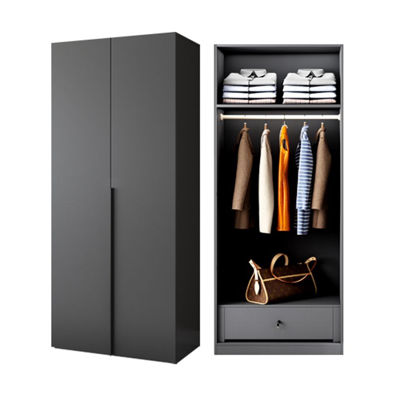 Grey Contemporary Style Wardrobe Armoire Engineered Wood Wardrobe