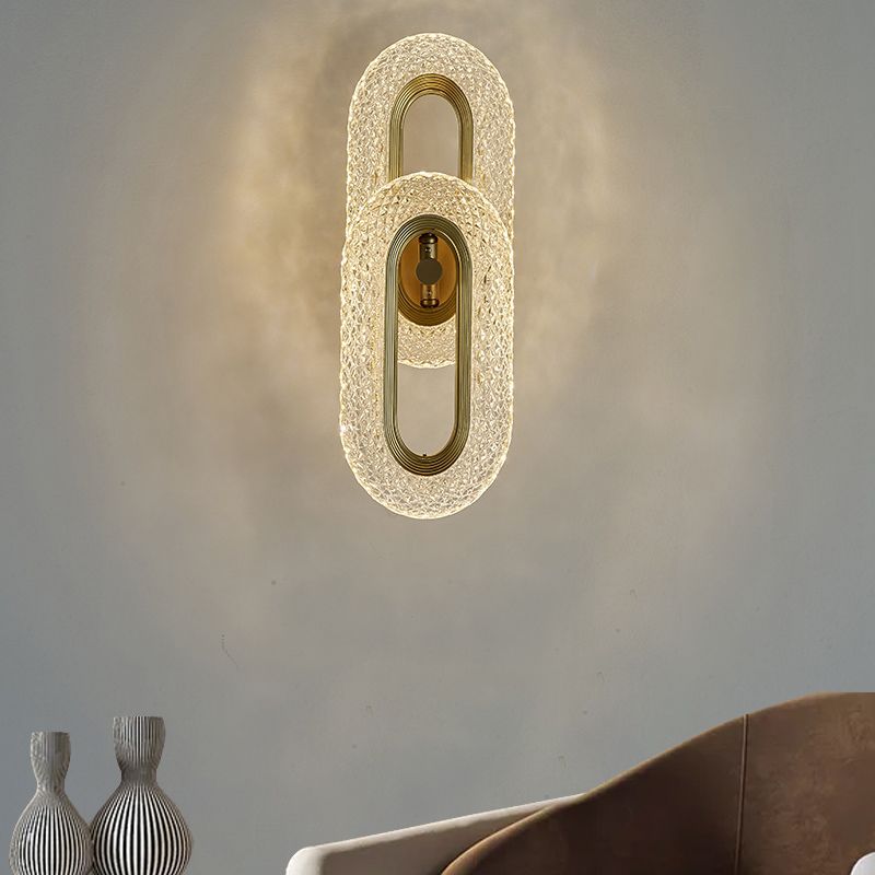 Contemporary Acrylic Wall Mount Lamp Bronze Oval Wall Sconce for Bedroom