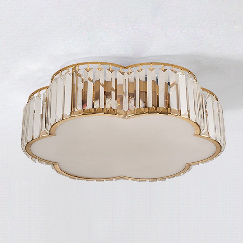 Plafonnier LED en cristal fleuri dans un style de luxe moderne en fer forgé pour chambre à coucher