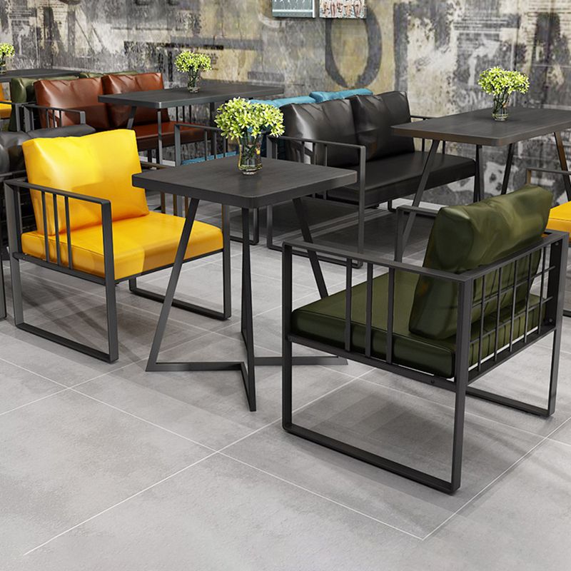 25.59" H Faux Leather Square Arm Sofa Contemporary Standard Sofa