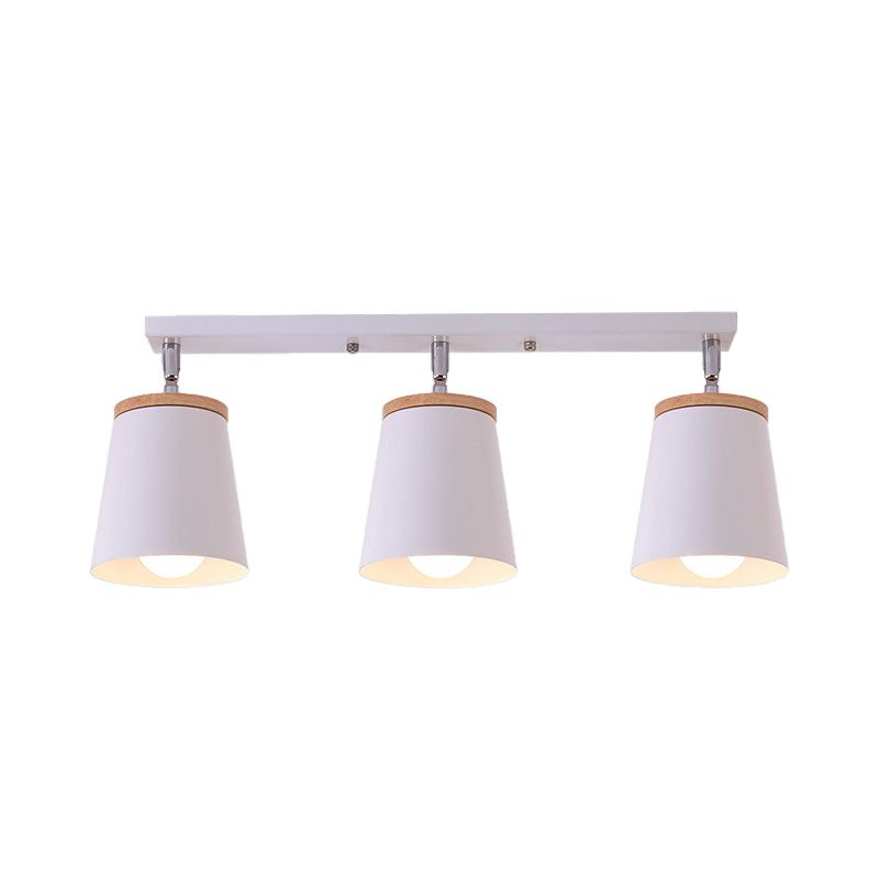 1/2/3-Bulb Semi Flush Light Modernism Tapered Shade Metal Rotatable Semi Flush Mount Light in White for Living Room