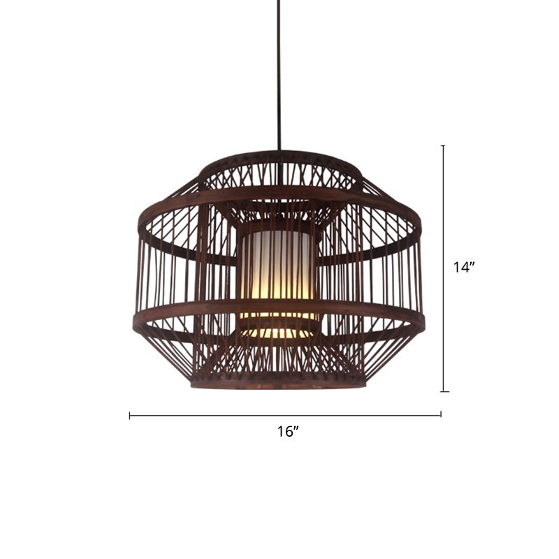 Weaving Restaurant Ceiling Light Bamboo Single Modern Hanging Pendant Light in Coffee