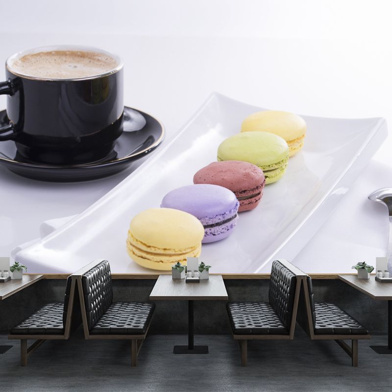 Customized Wall Mural Dessert with Macaron Pattern Mildew Resistant Wallpaper Commerce Shop