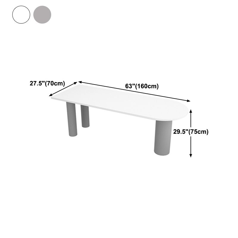 Modern Oval Dining Table Grey Solid Wood Double Pedestal Table Home Kitchen Dinner